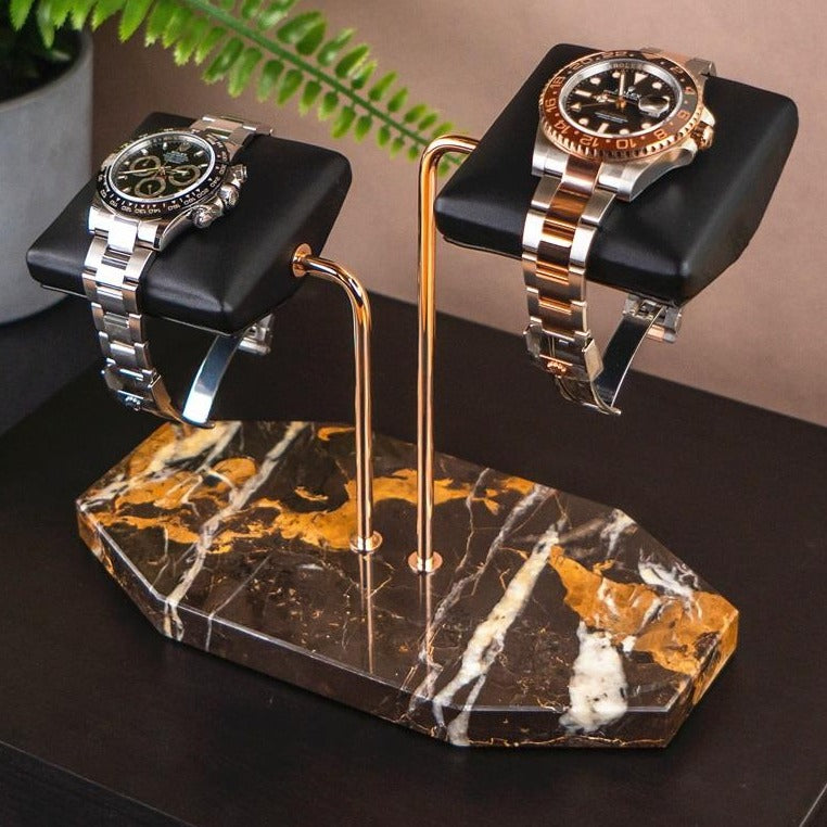 Dual Watch Stand - Brown marble