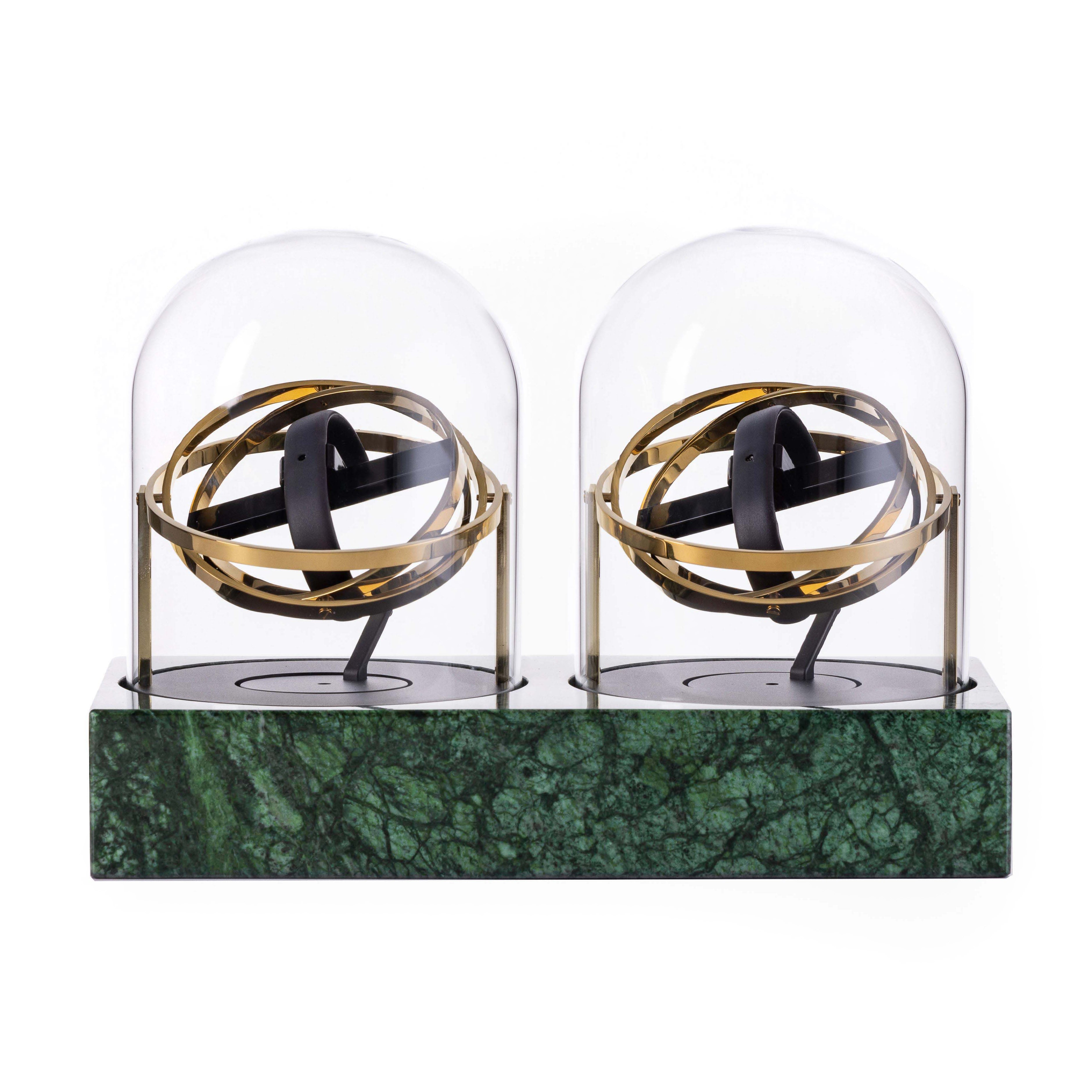 Double Watch Winder - Astronomia X1 Gold - Green Marble Edition