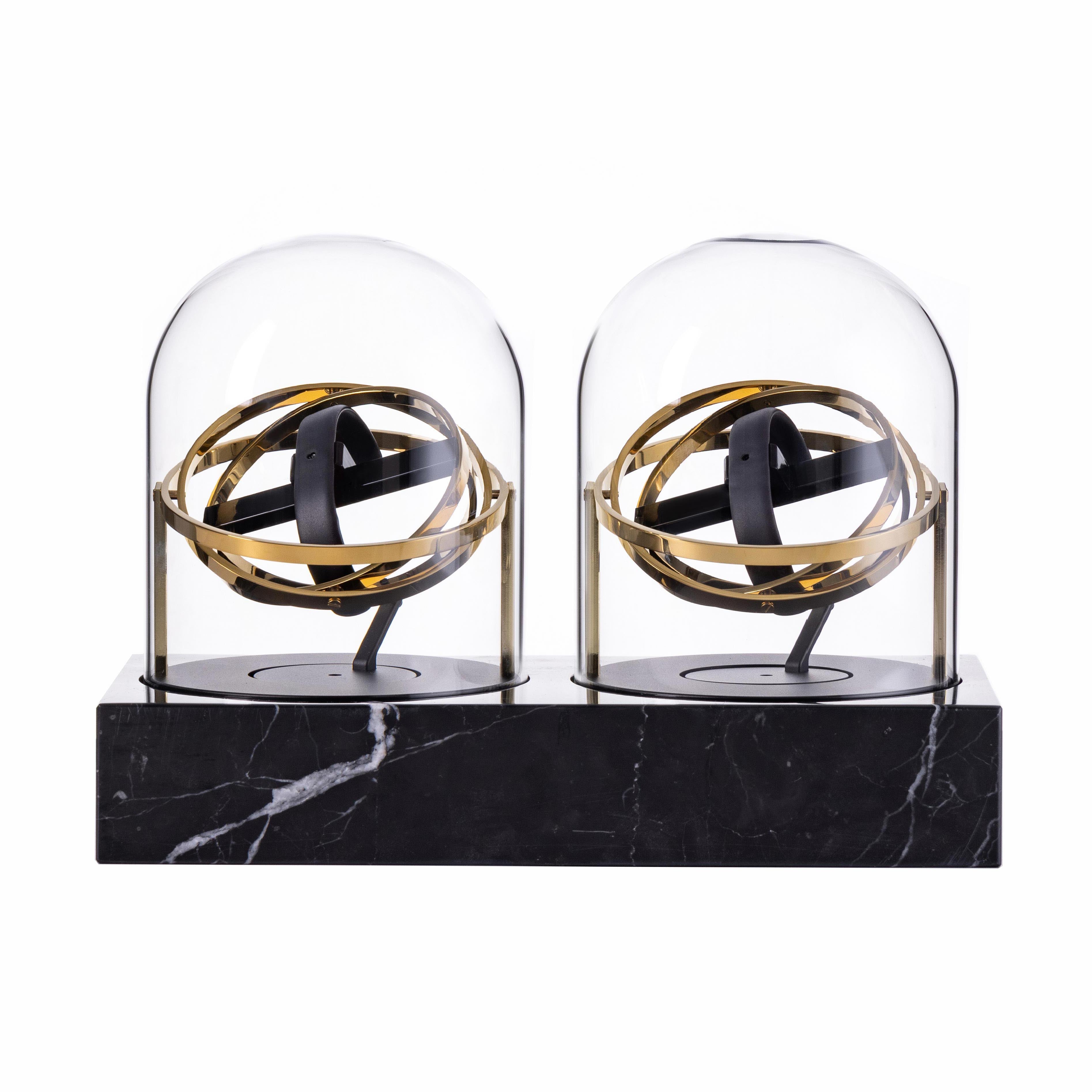 Double Watch Winder - Astronomia X1 Silver - Black Marble Edition