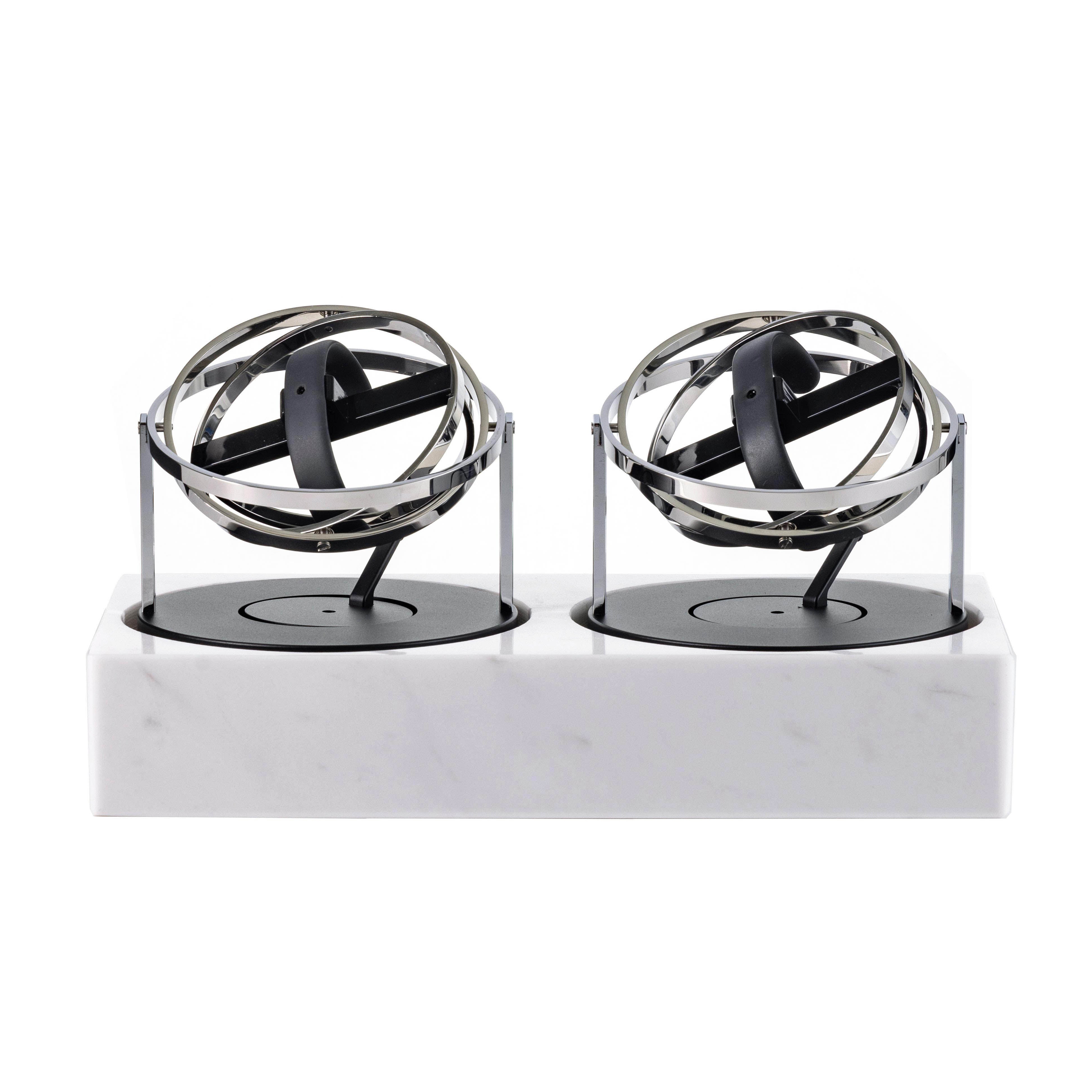 Double Watch Winder - Astronomia X1 Silver - White Marble Edition