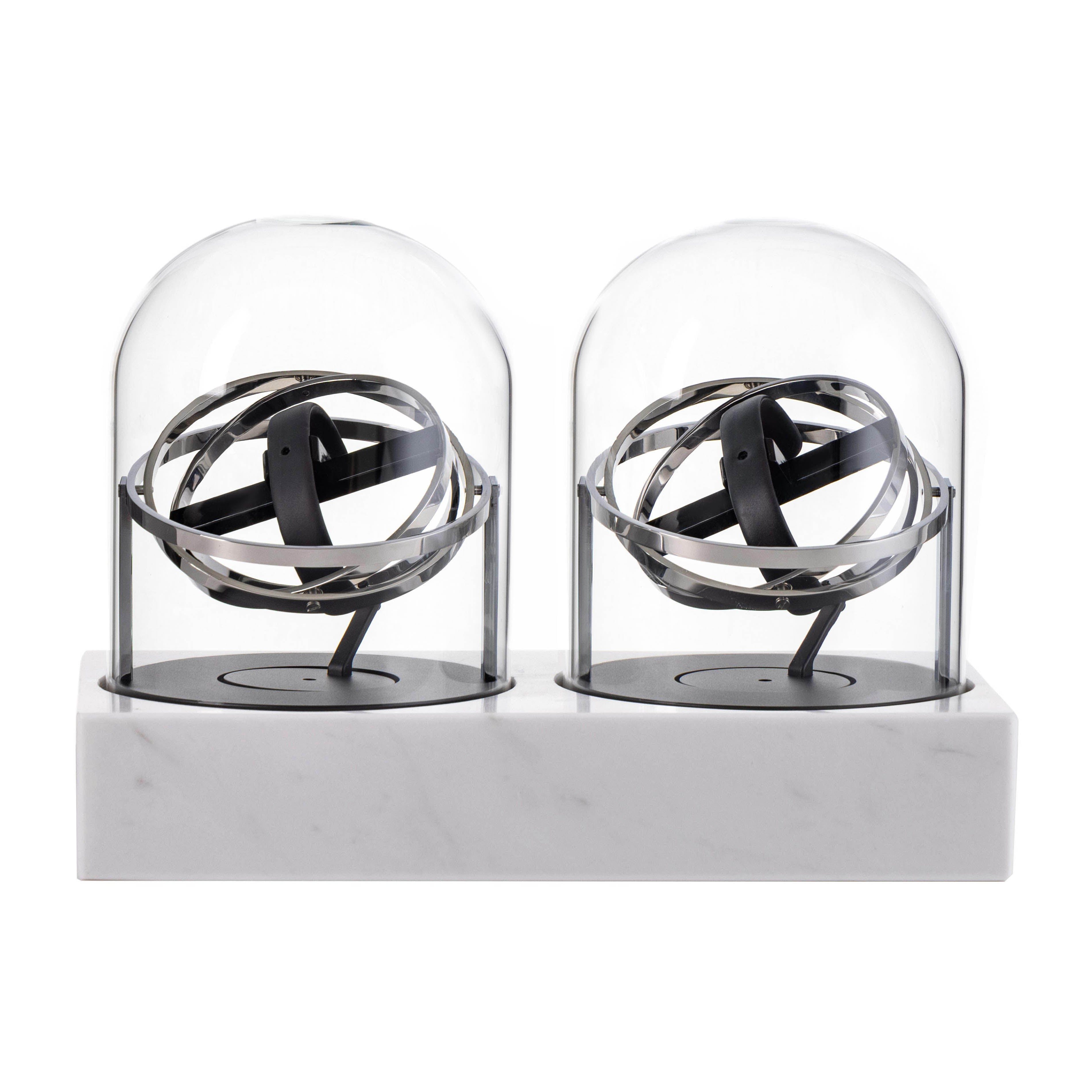 Double Watch Winder - Astronomia X1 Silver - White Marble Edition