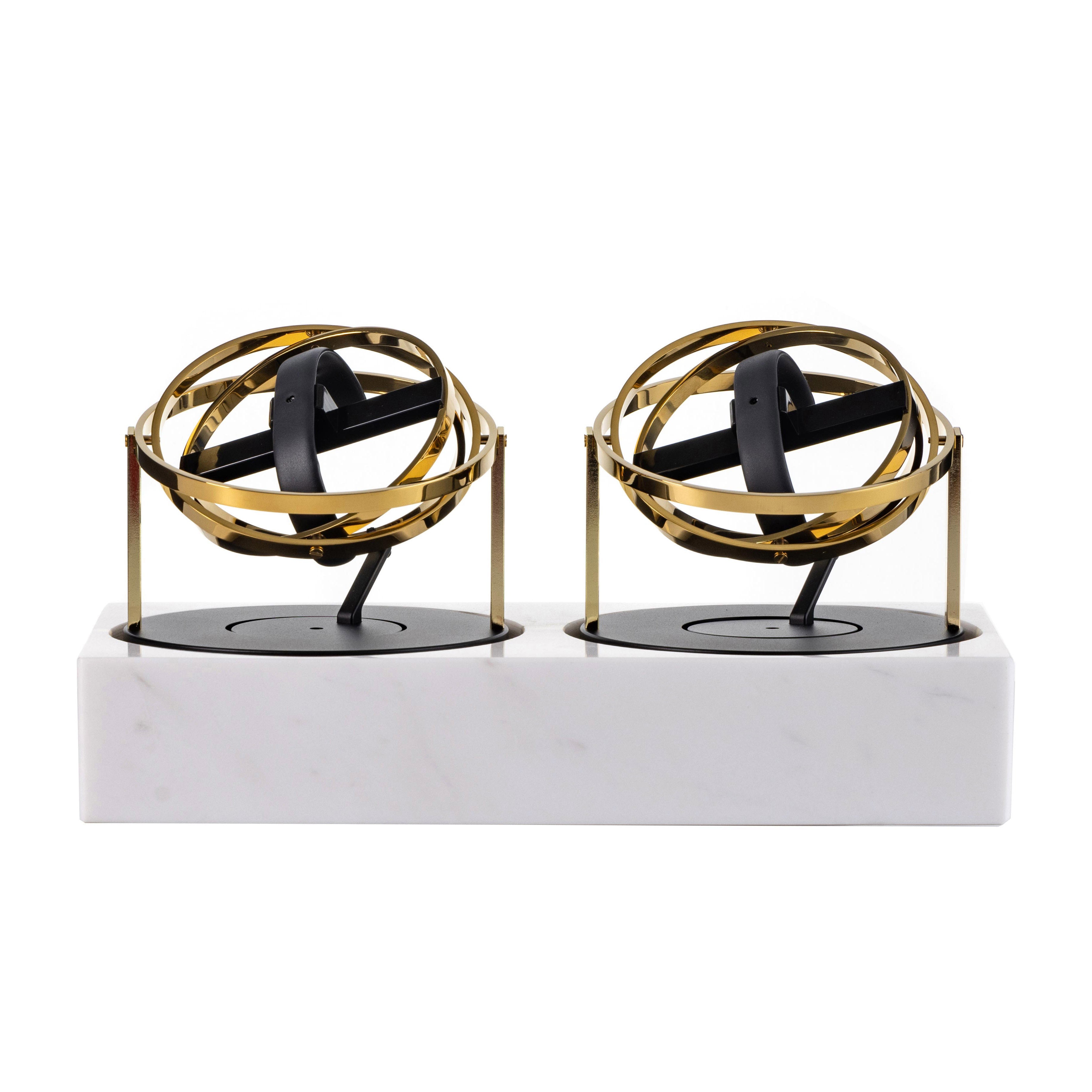 Double Watch Winder - Astronomia X1 Gold - White Marble Edition