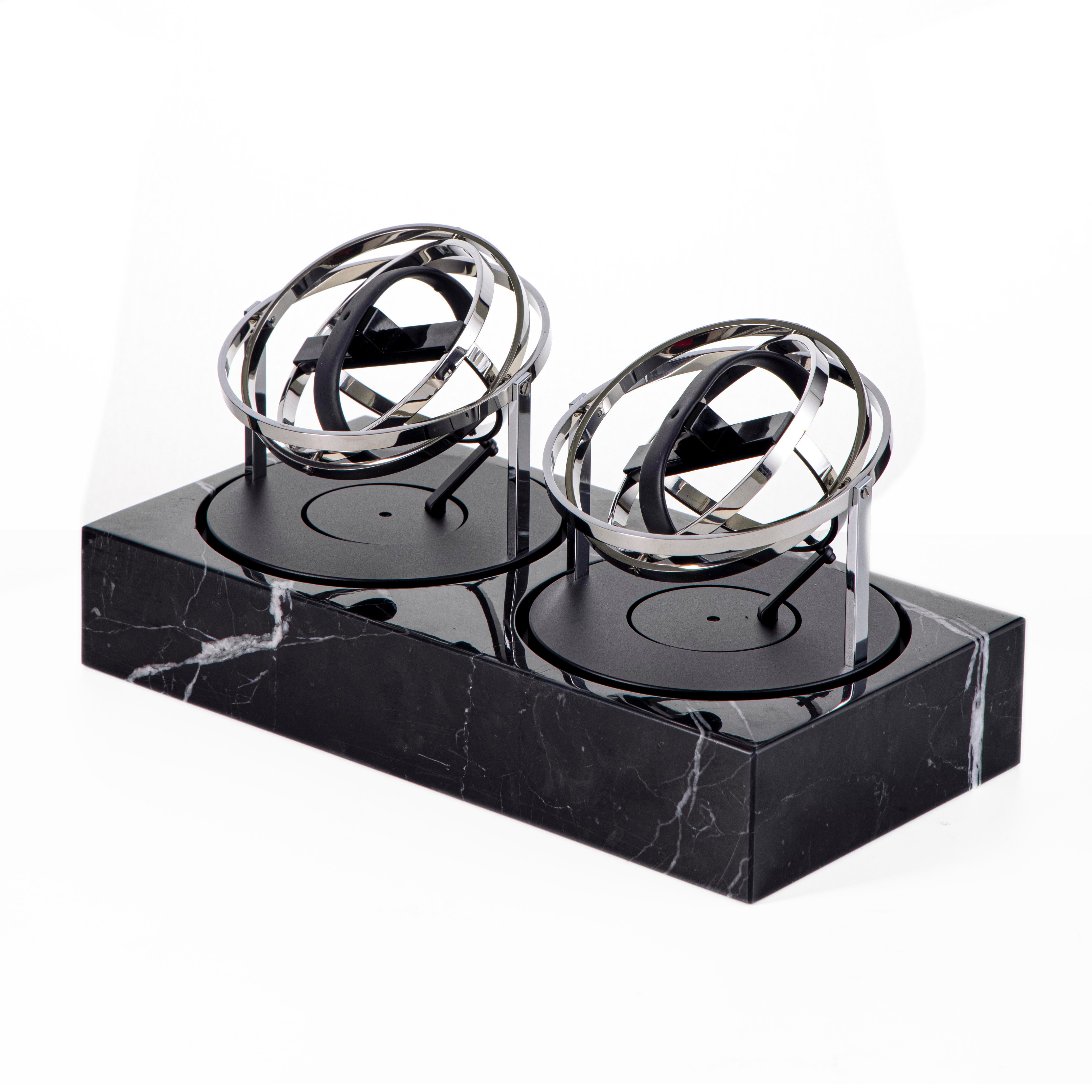 Double Watch Winder - Astronomia X1 Silver - Black Marble Edition