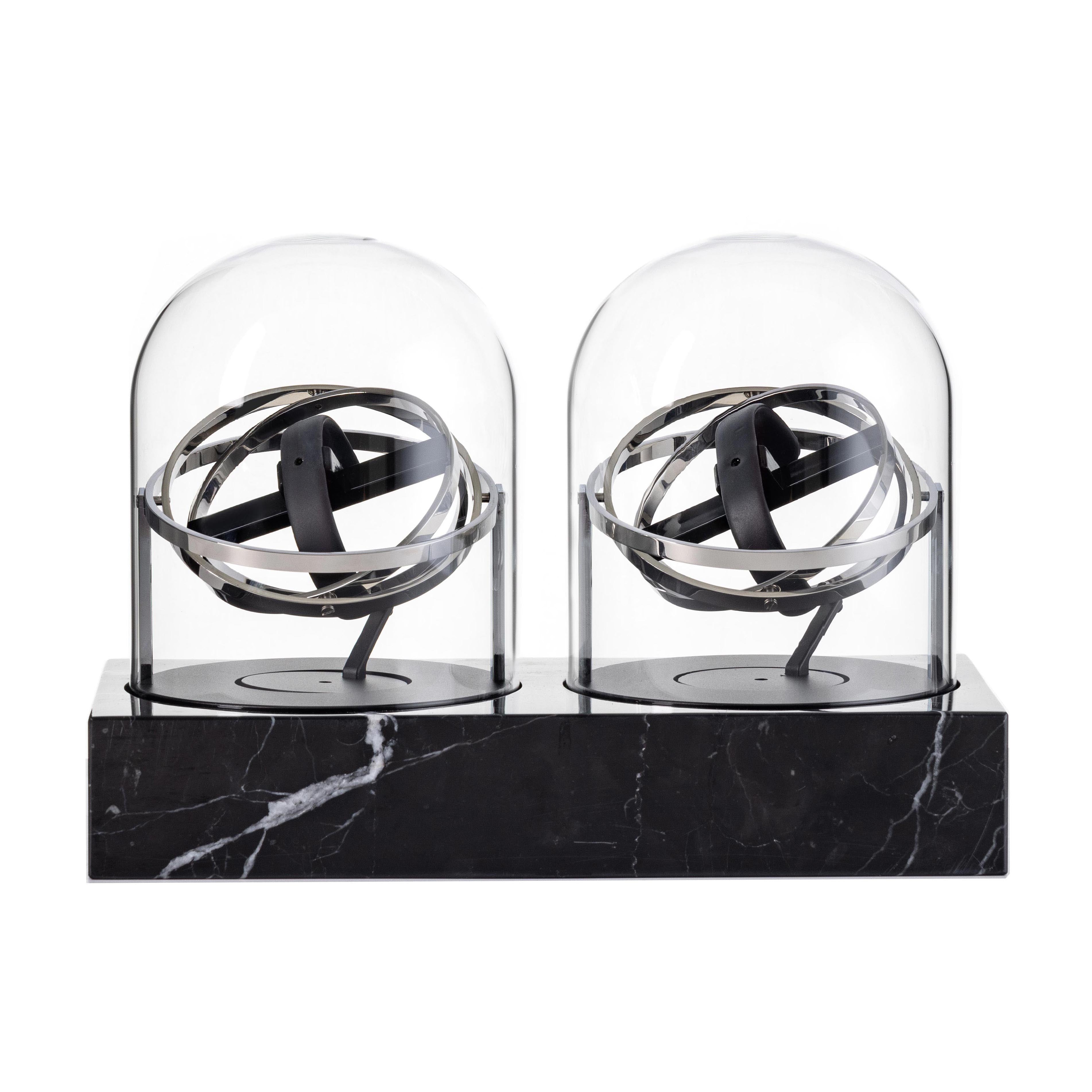 Double Watch Winder - Astronomia X1 Silver - Black Marble Edition