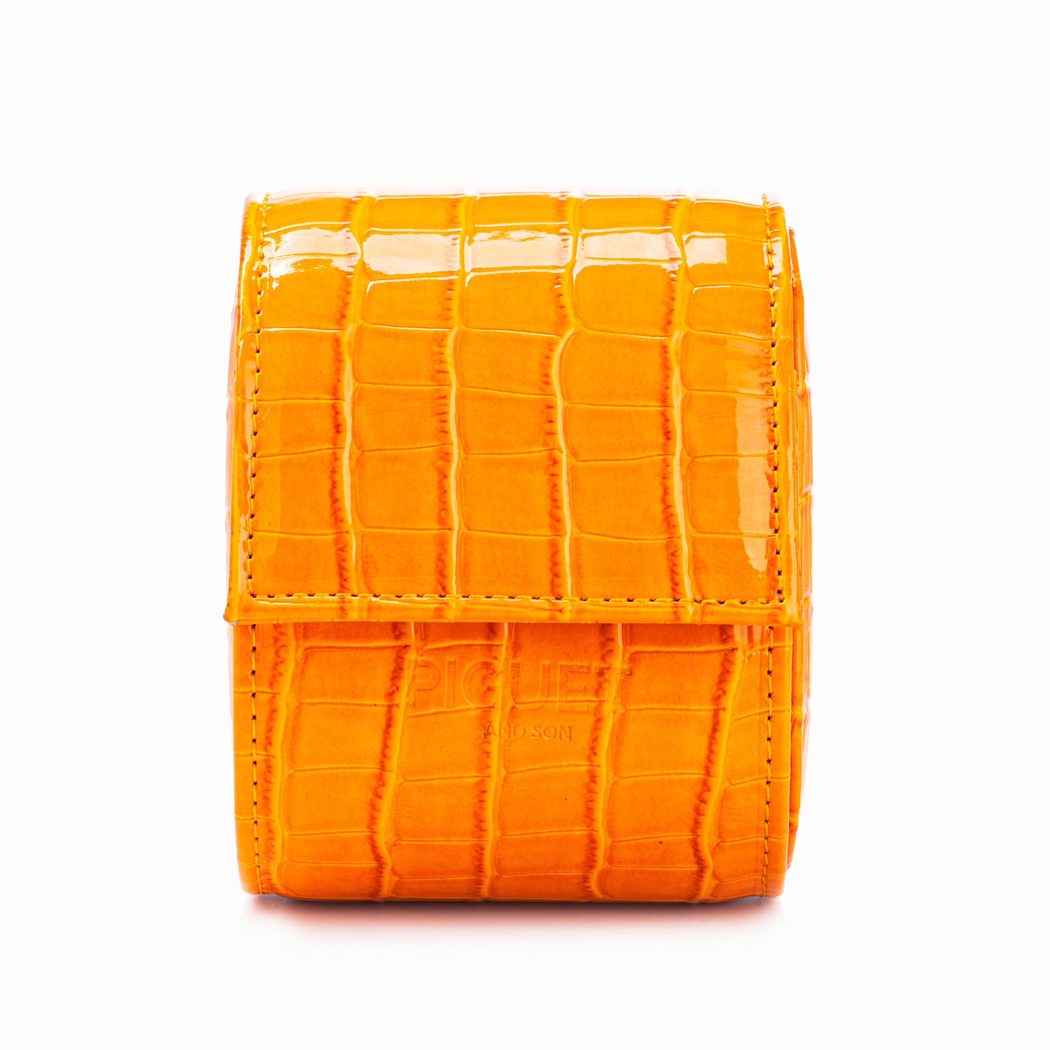 Orange Croco Watch Roll - One Watch