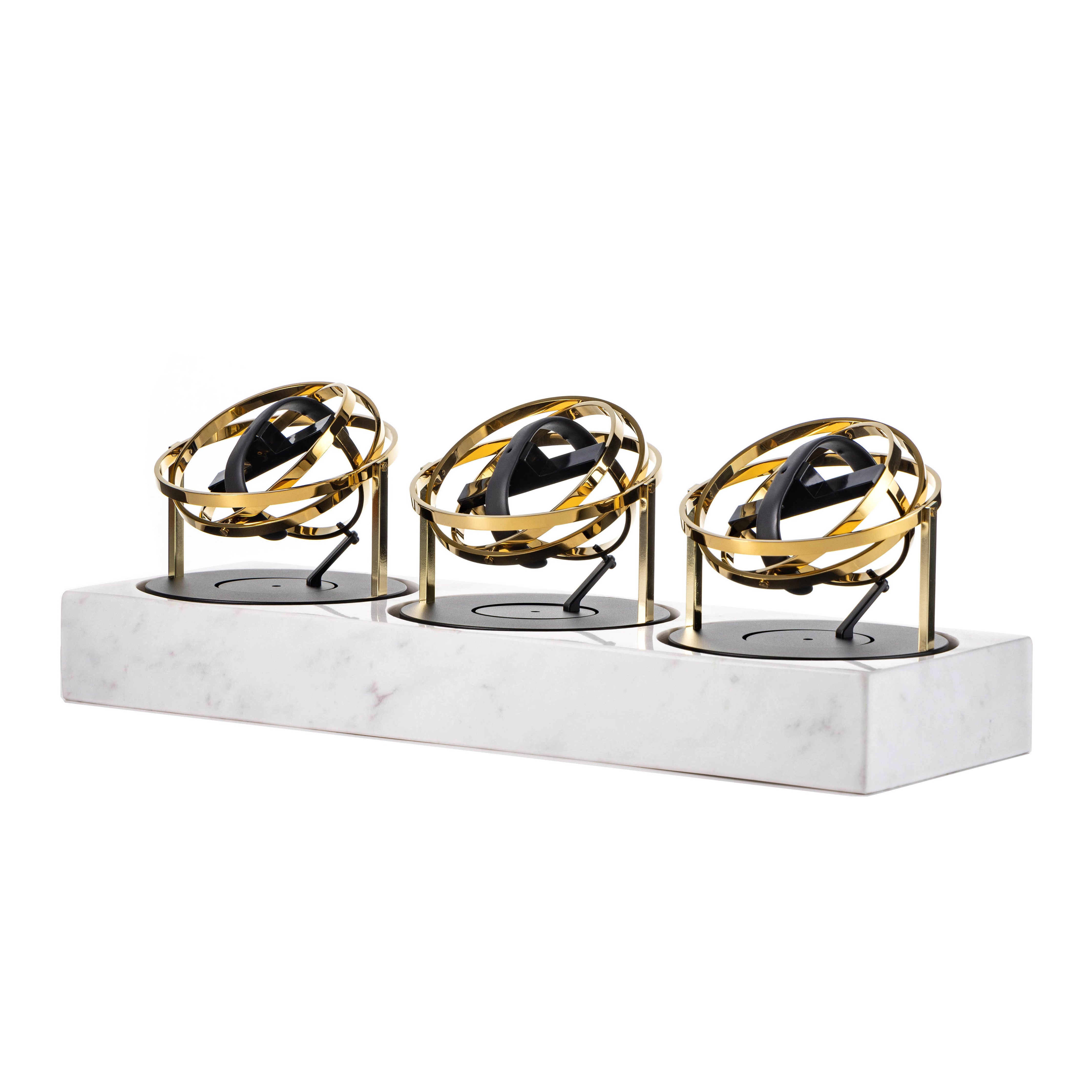 Triple Watch Winder - Astronomia X1 Gold - White Marble Edition