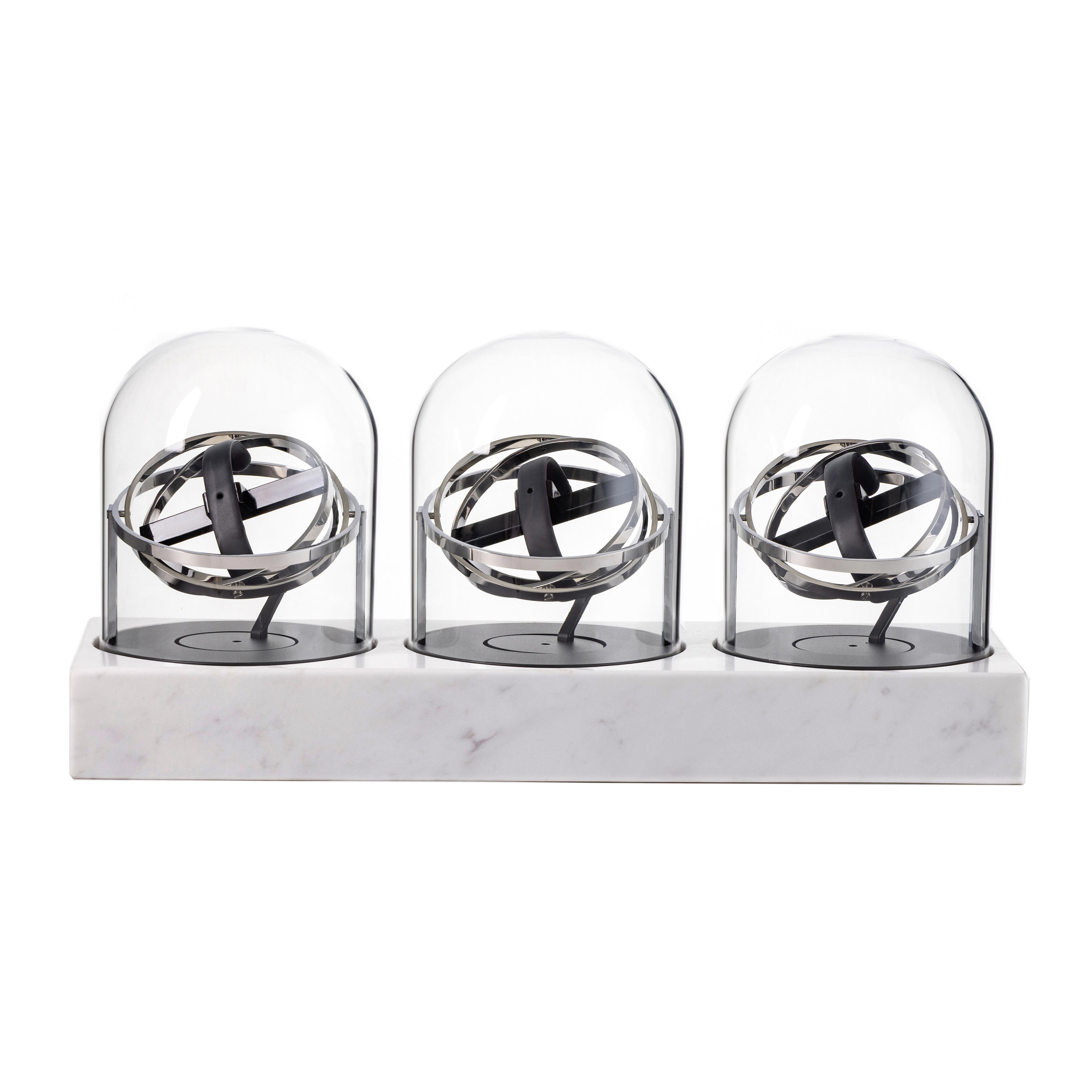 Triple Watch Winder - Astronomia X1 Silver - White Marble Edition