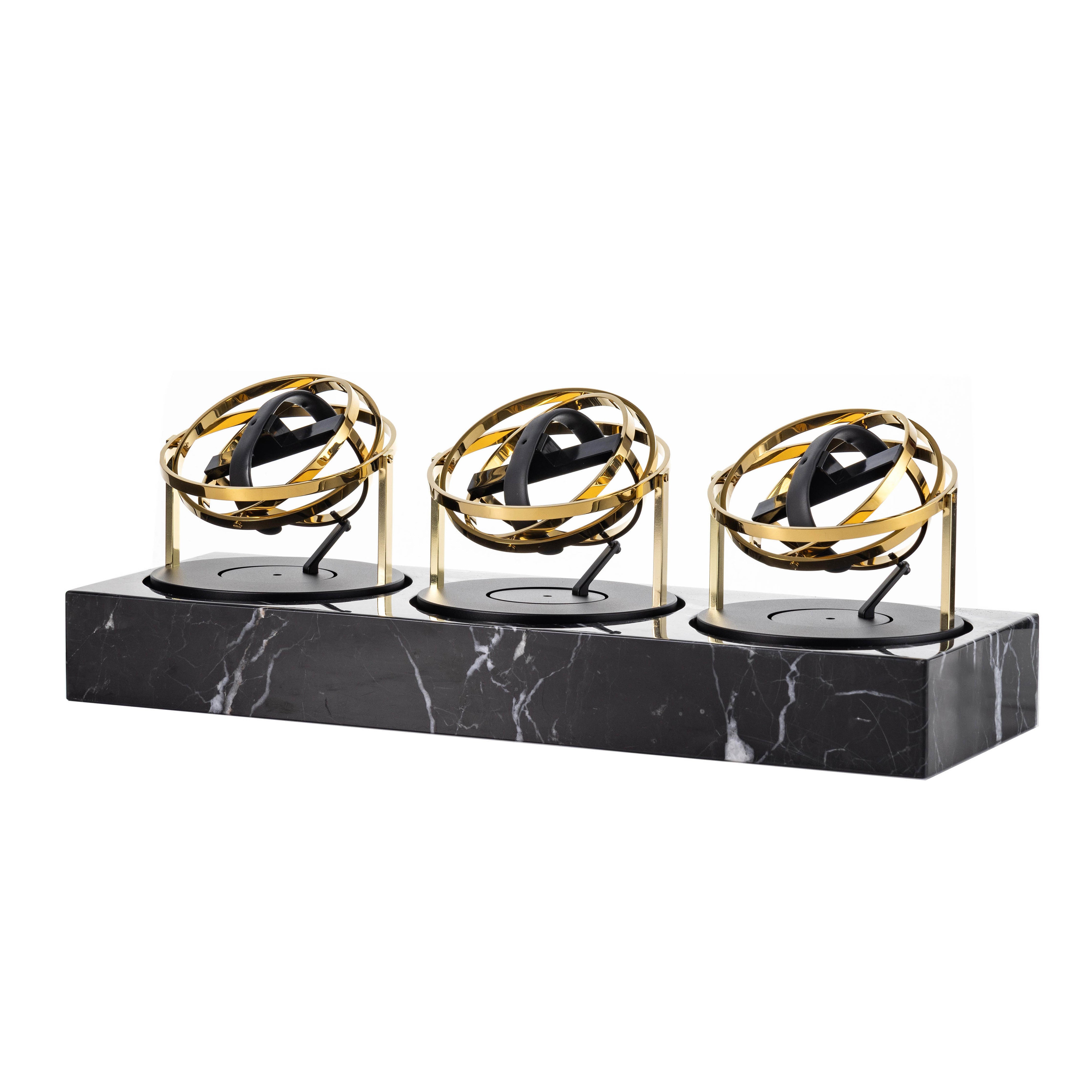 Triple Watch Winder - Astronomia X1 Silver - Black Marble Edition