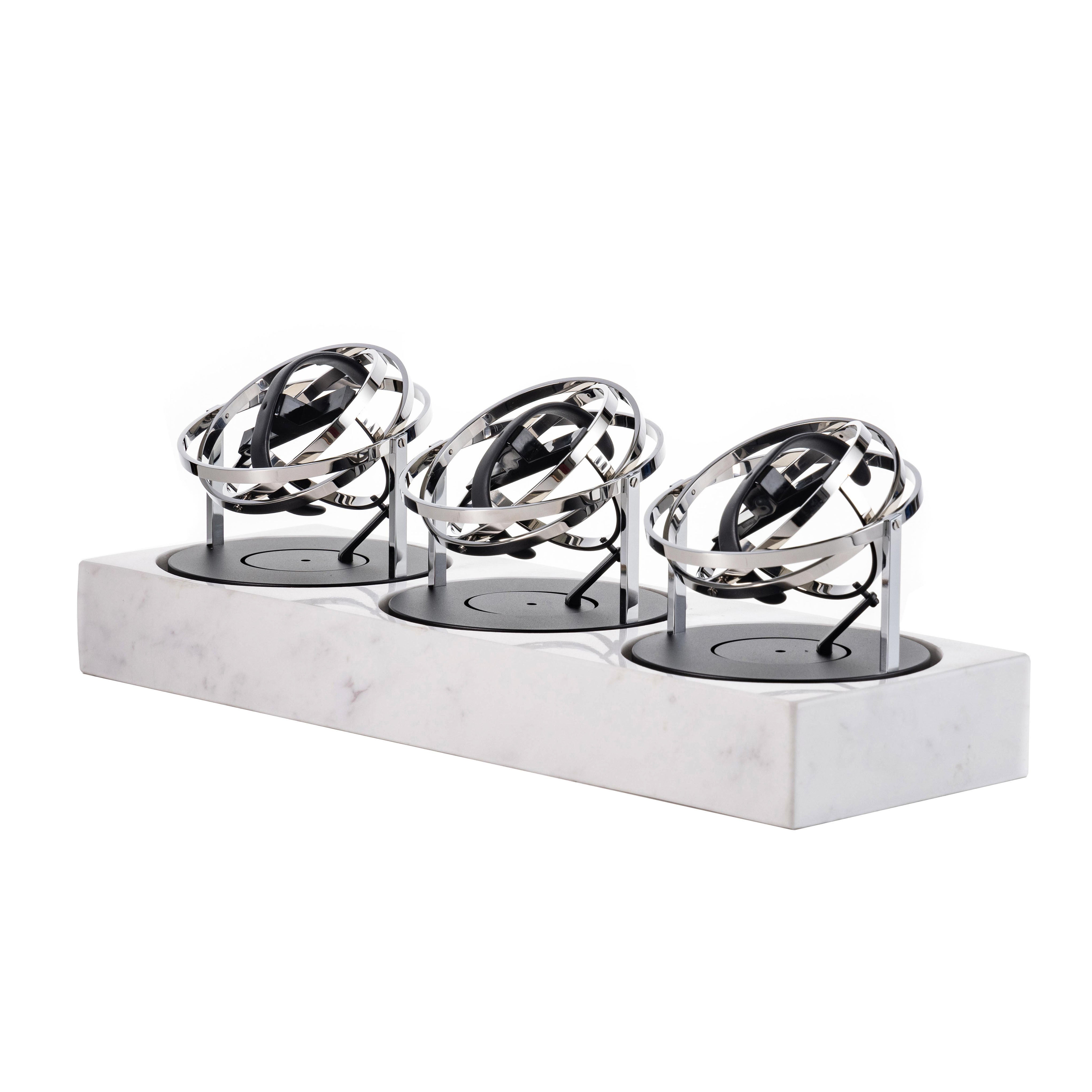 Triple Watch Winder - Astronomia X1 Gold - White Marble Edition