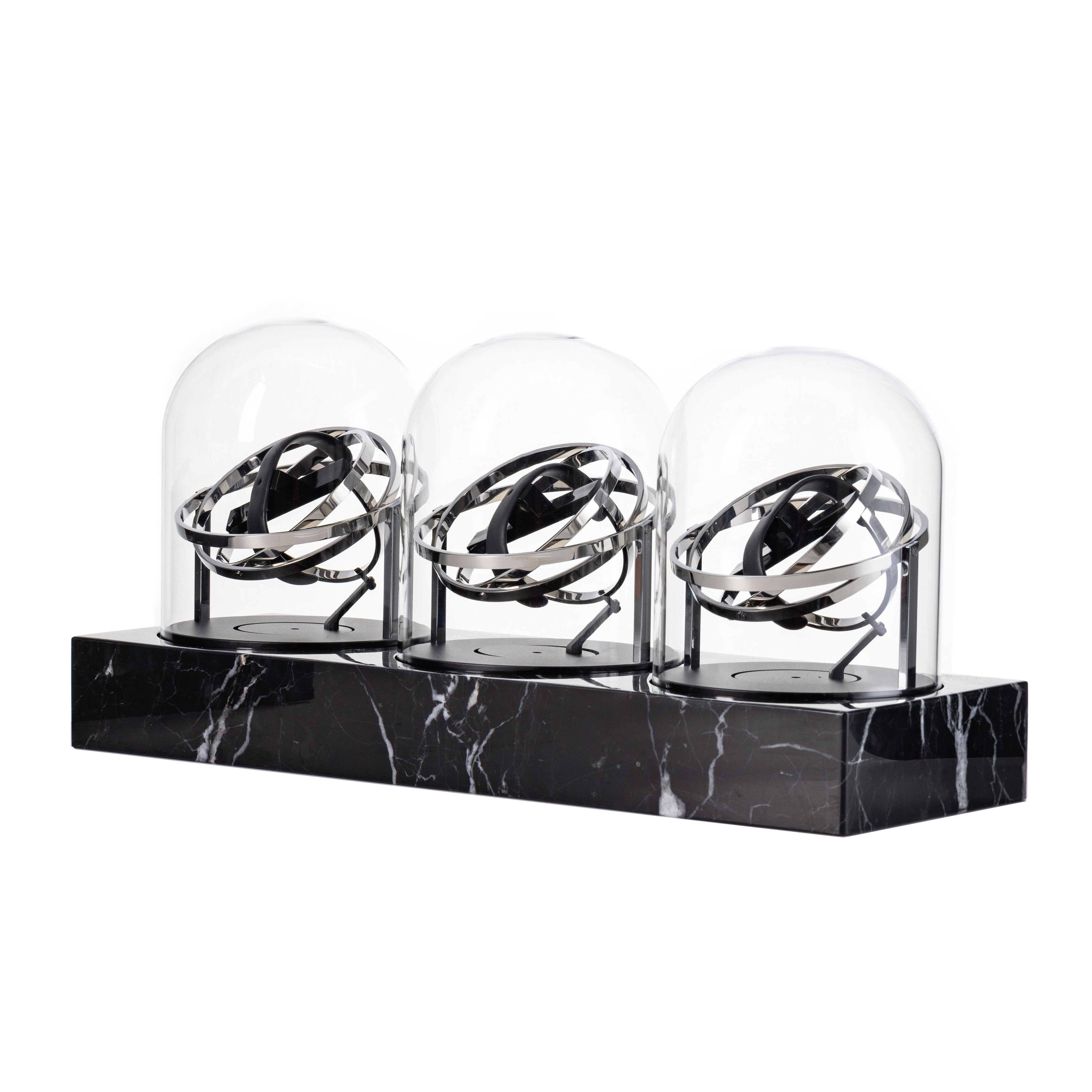 Triple Watch Winder - Astronomia X1 Silver - Black Marble Edition