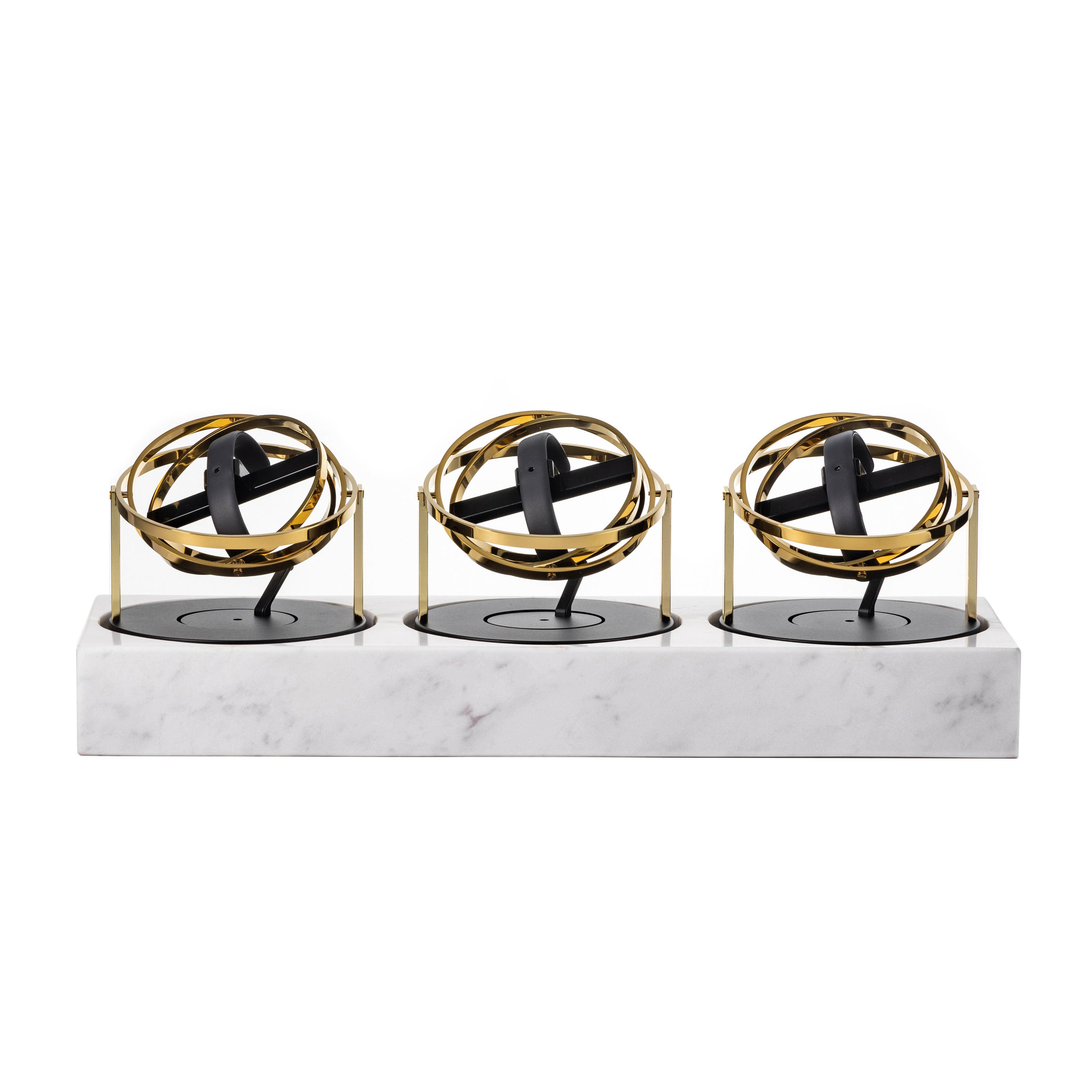 Triple Watch Winder - Astronomia X1 Gold - White Marble Edition