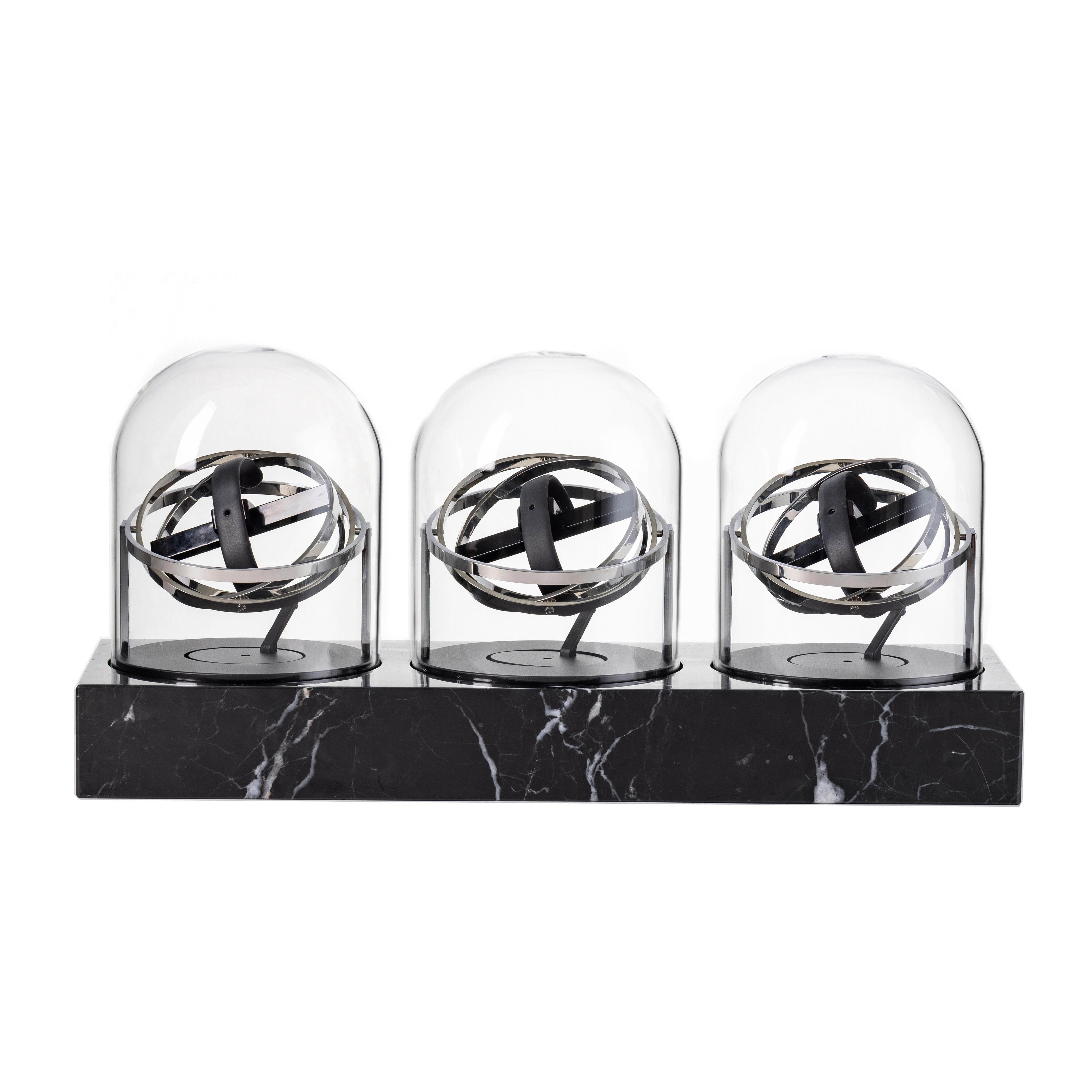 Triple Watch Winder - Astronomia X1 Silver - Black Marble Edition