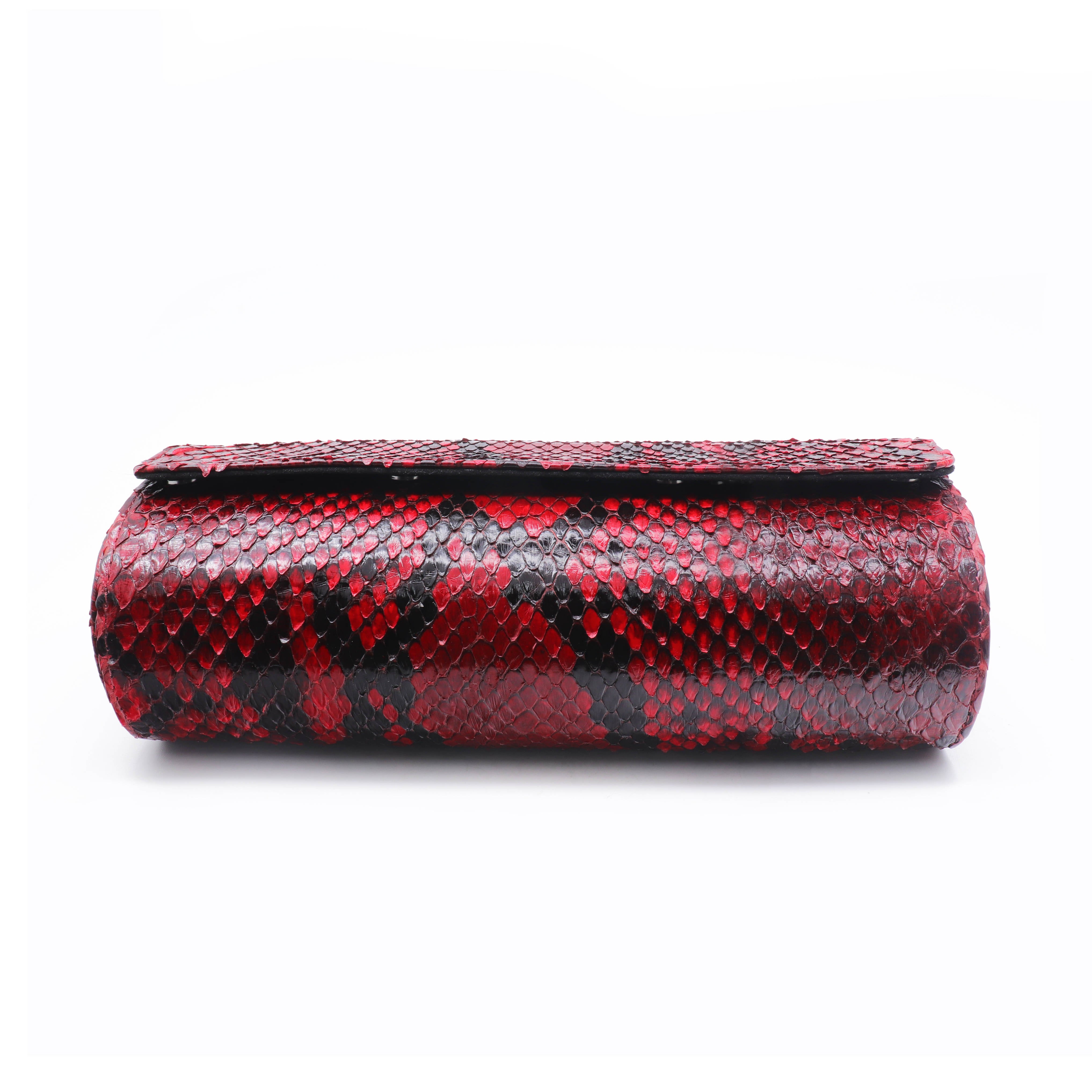 Watch Roll - Red Python Leather