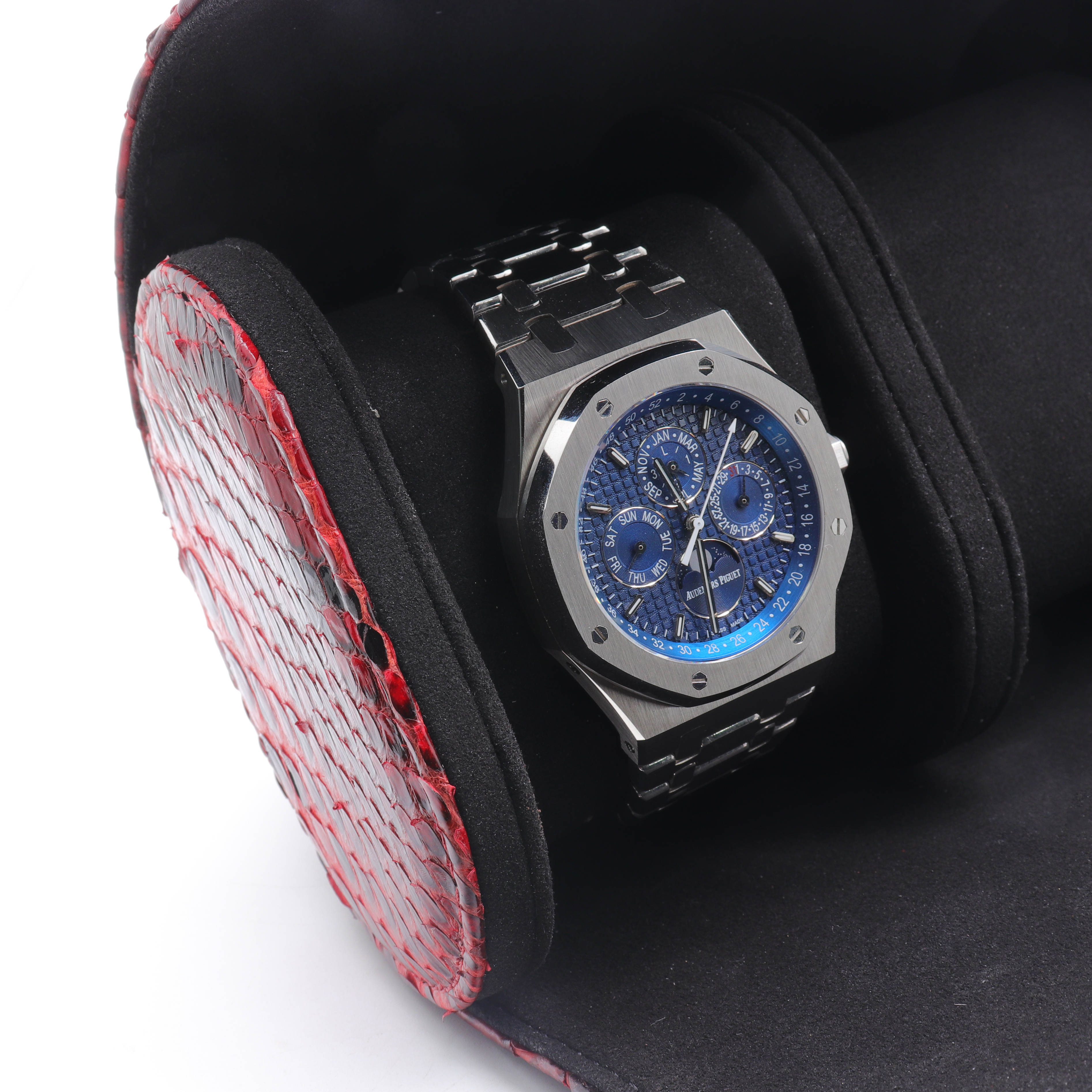 Watch Roll Red Python Leather