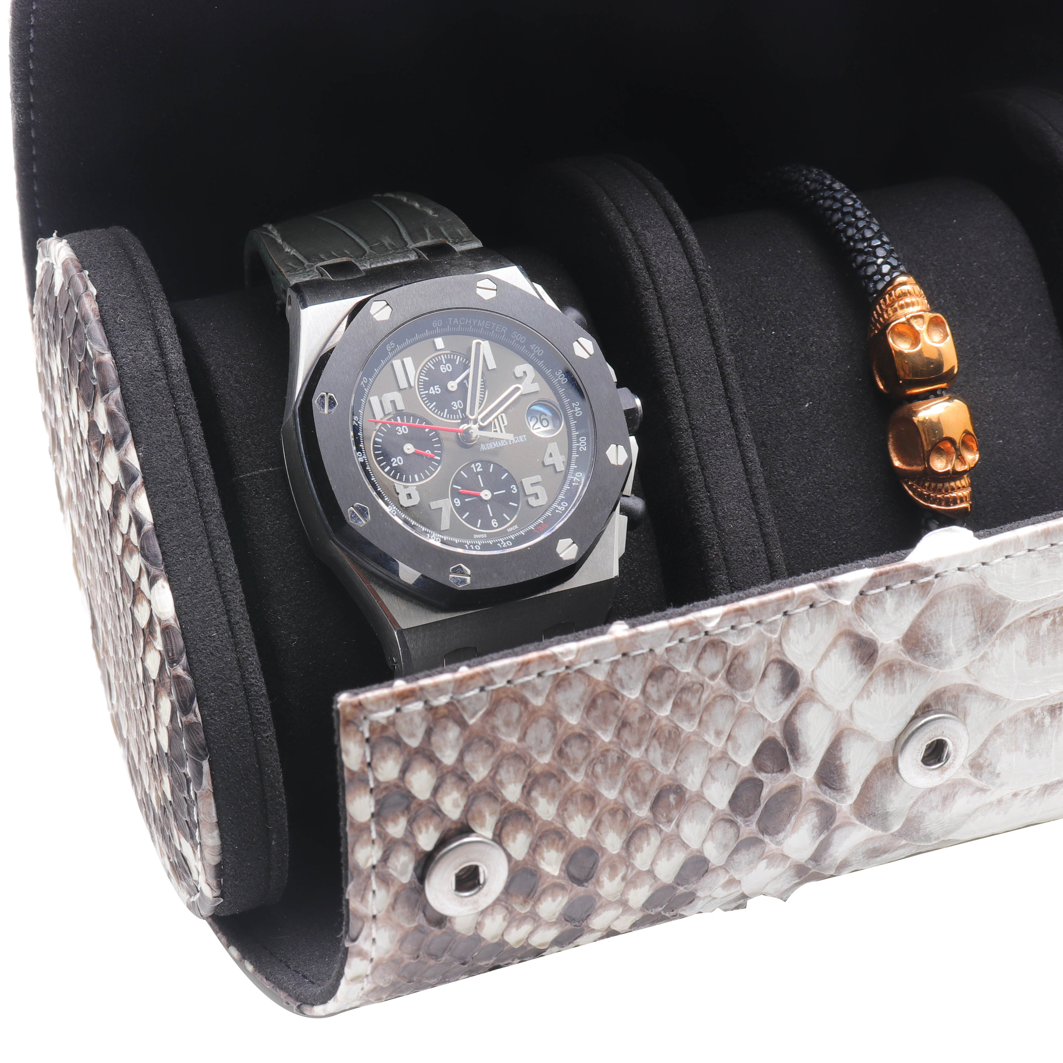 Watch Roll - White Python Leather