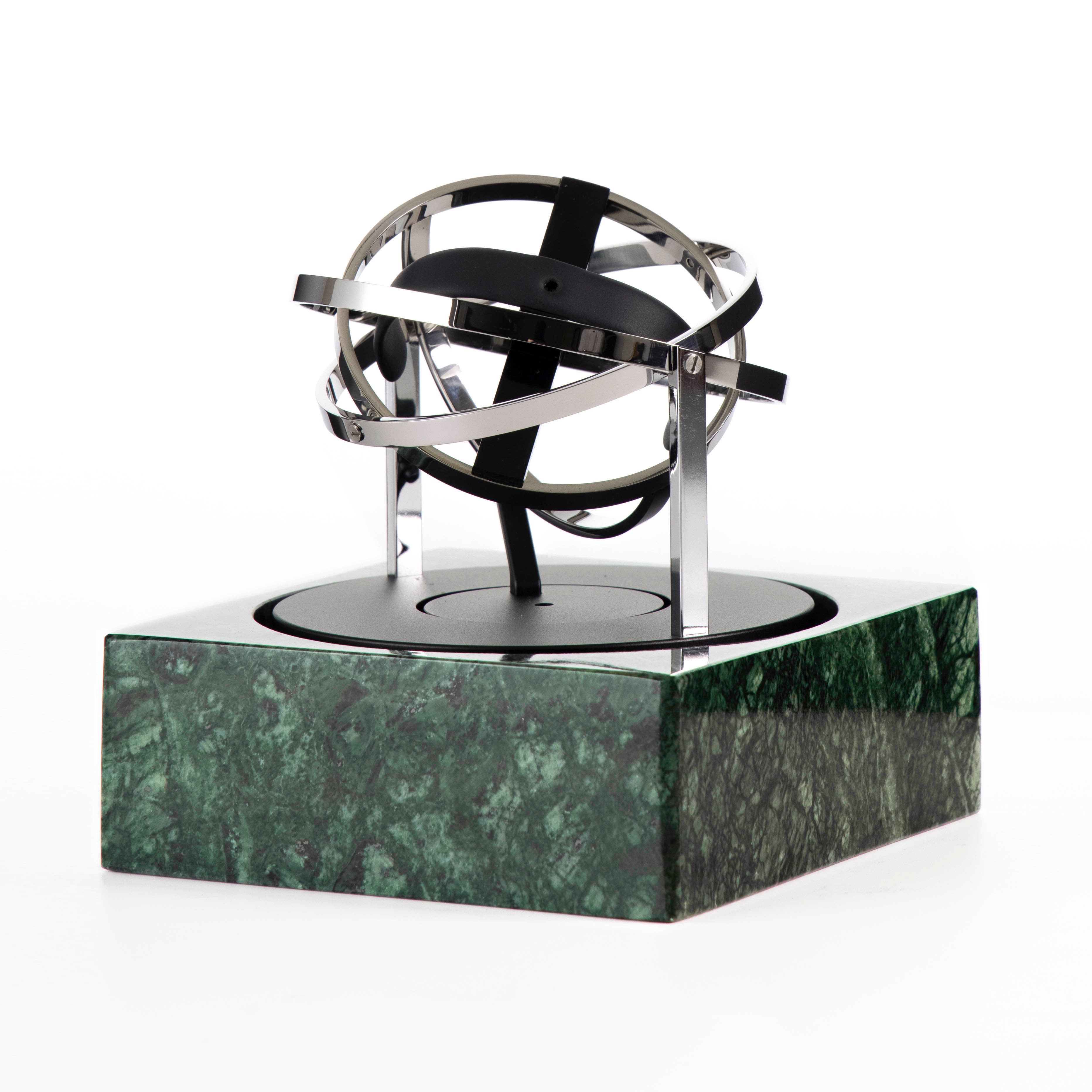 Single Watch Winder - Astronomia X1 Silver - Green Marble Edition