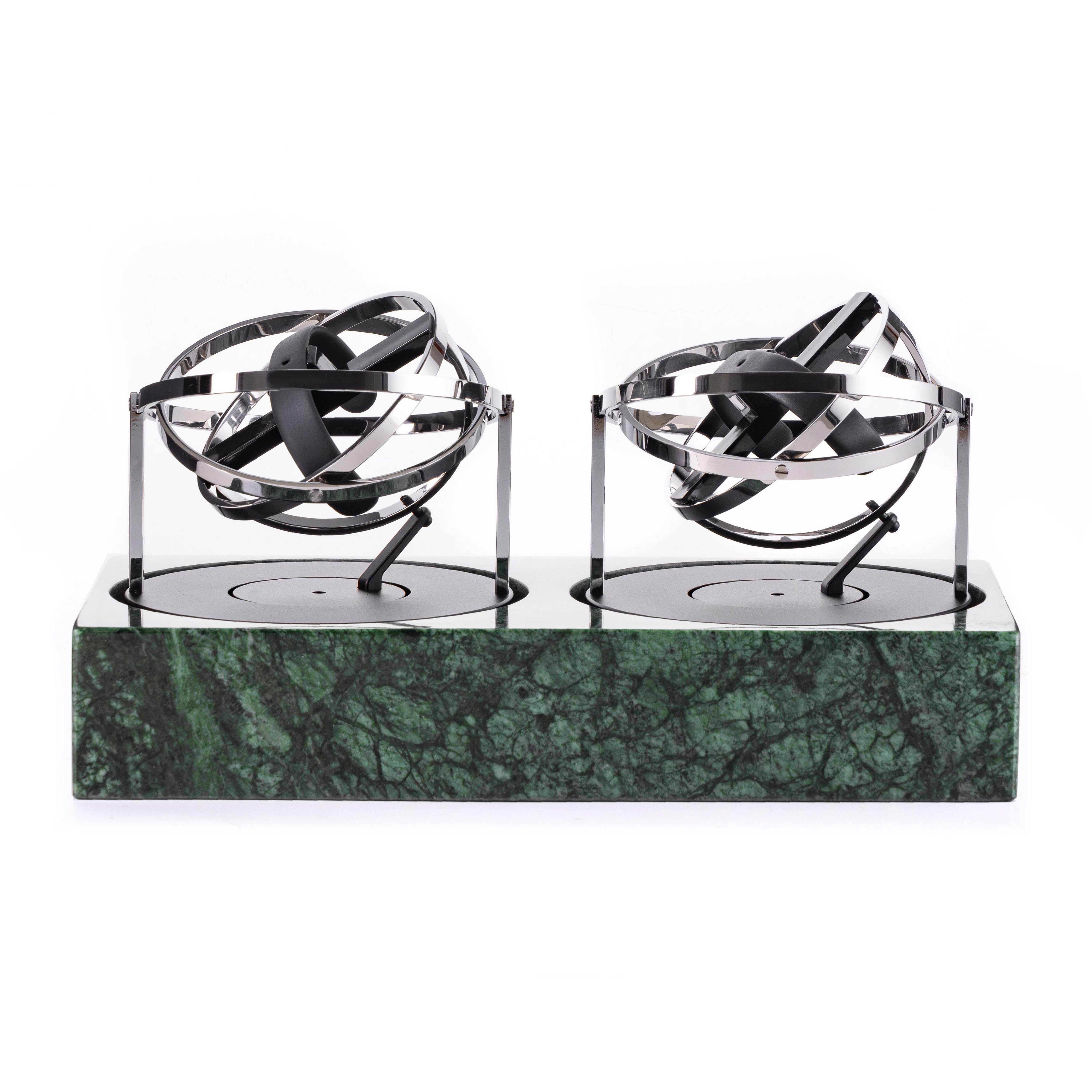 Double Watch Winder - Astronomia X1 Silver - Green Marble Edition