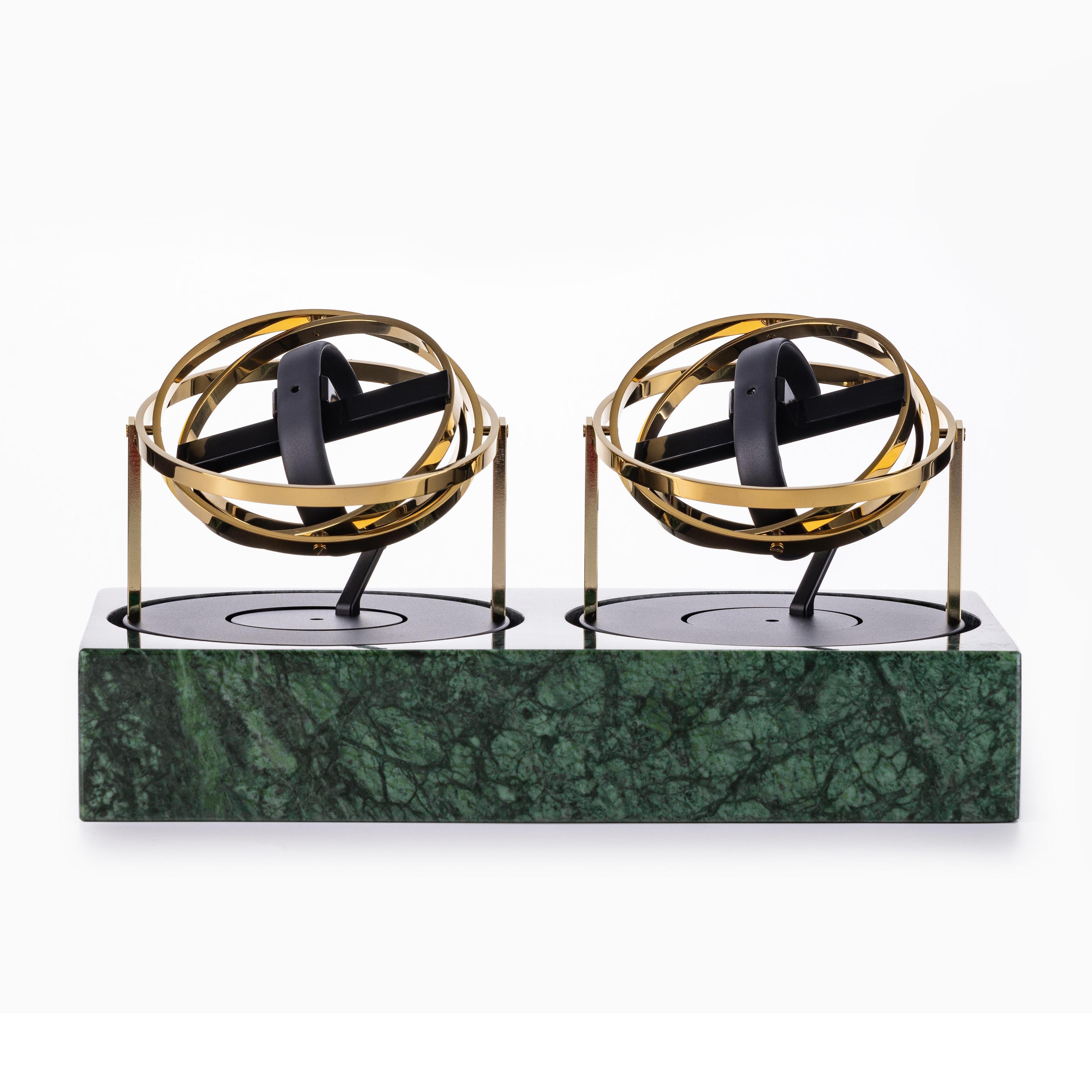 Double Watch Winder - Astronomia X1 Silver - Green Marble Edition