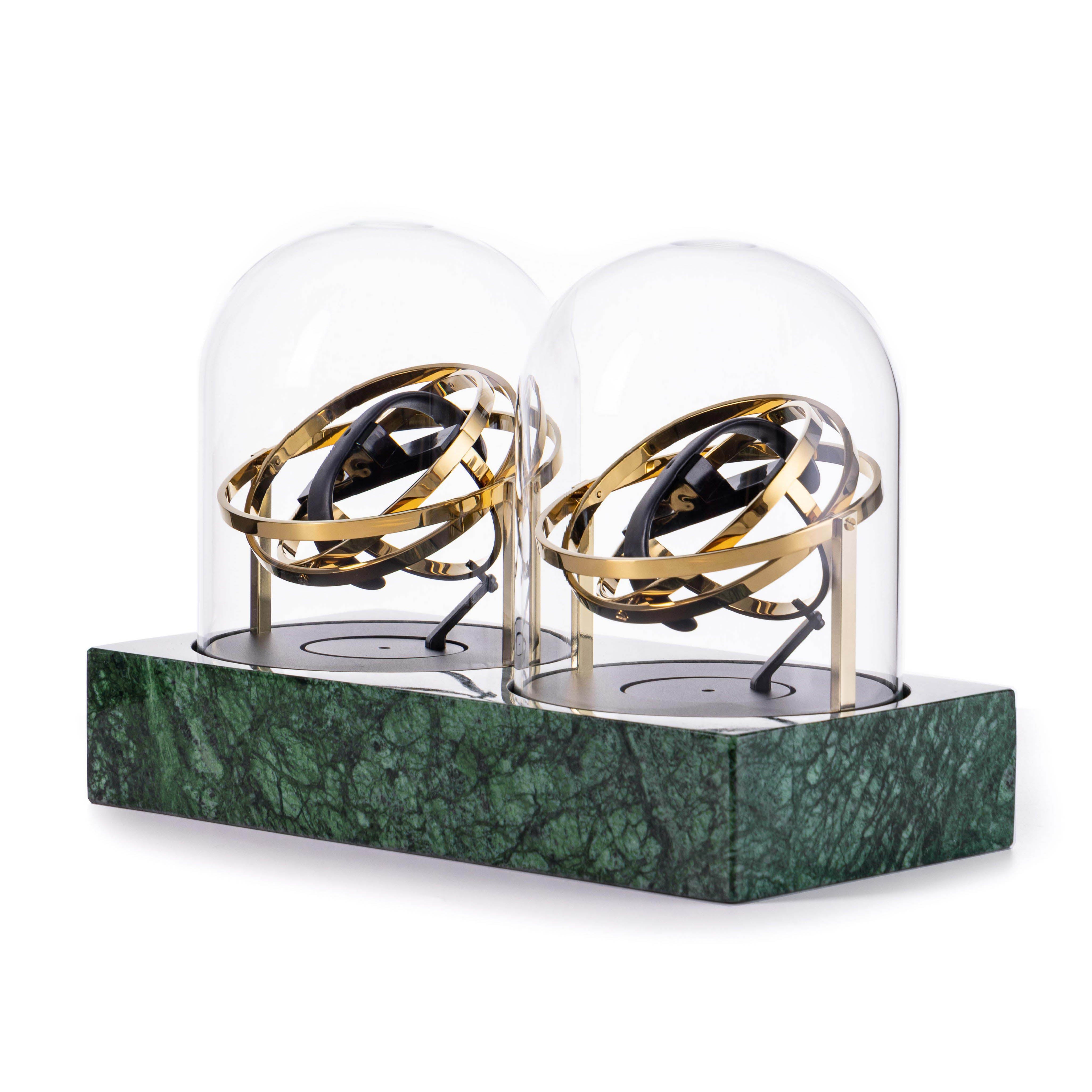 Double Watch Winder - Astronomia X1 Silver - Green Marble Edition