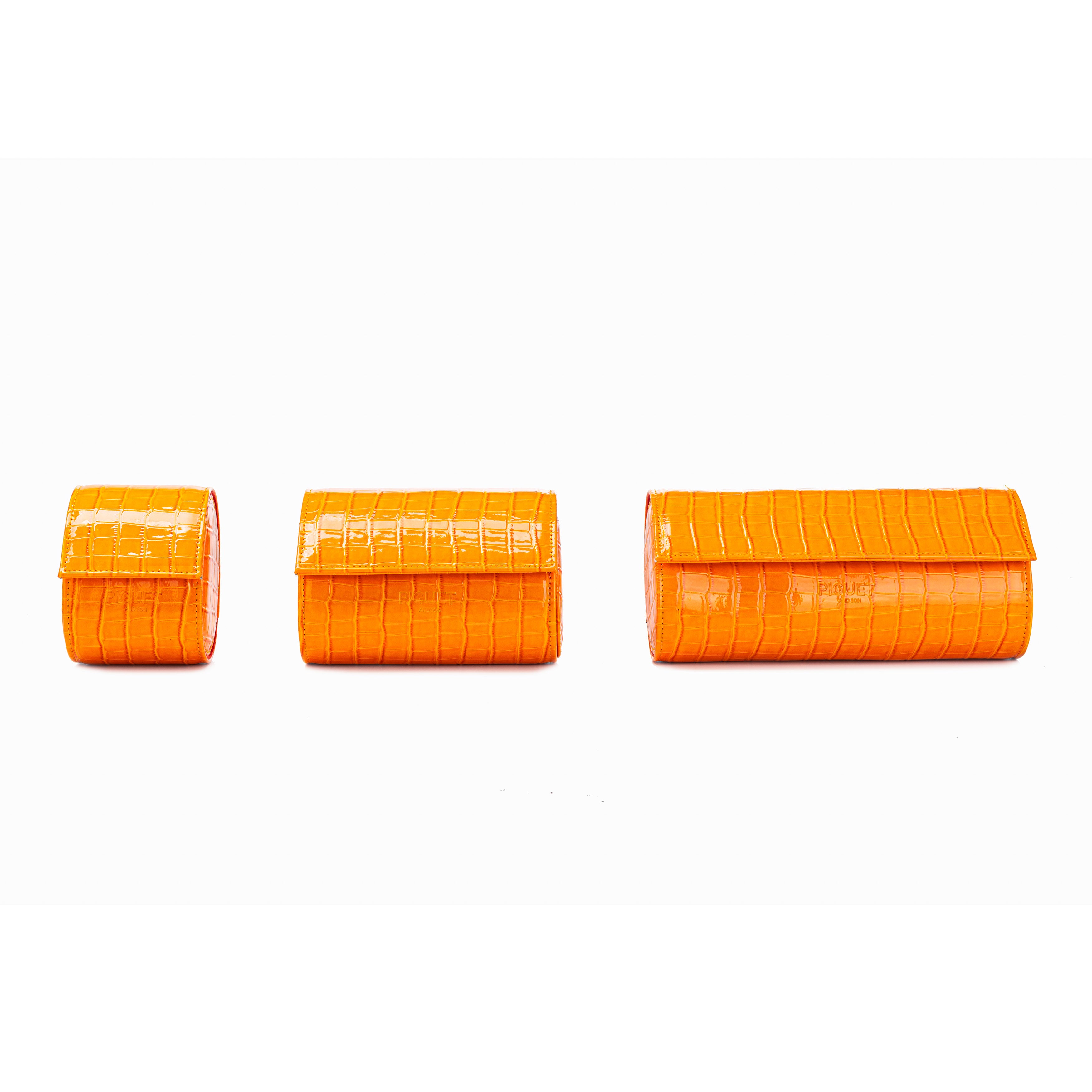 Orange Croco Watch Roll - One Watch