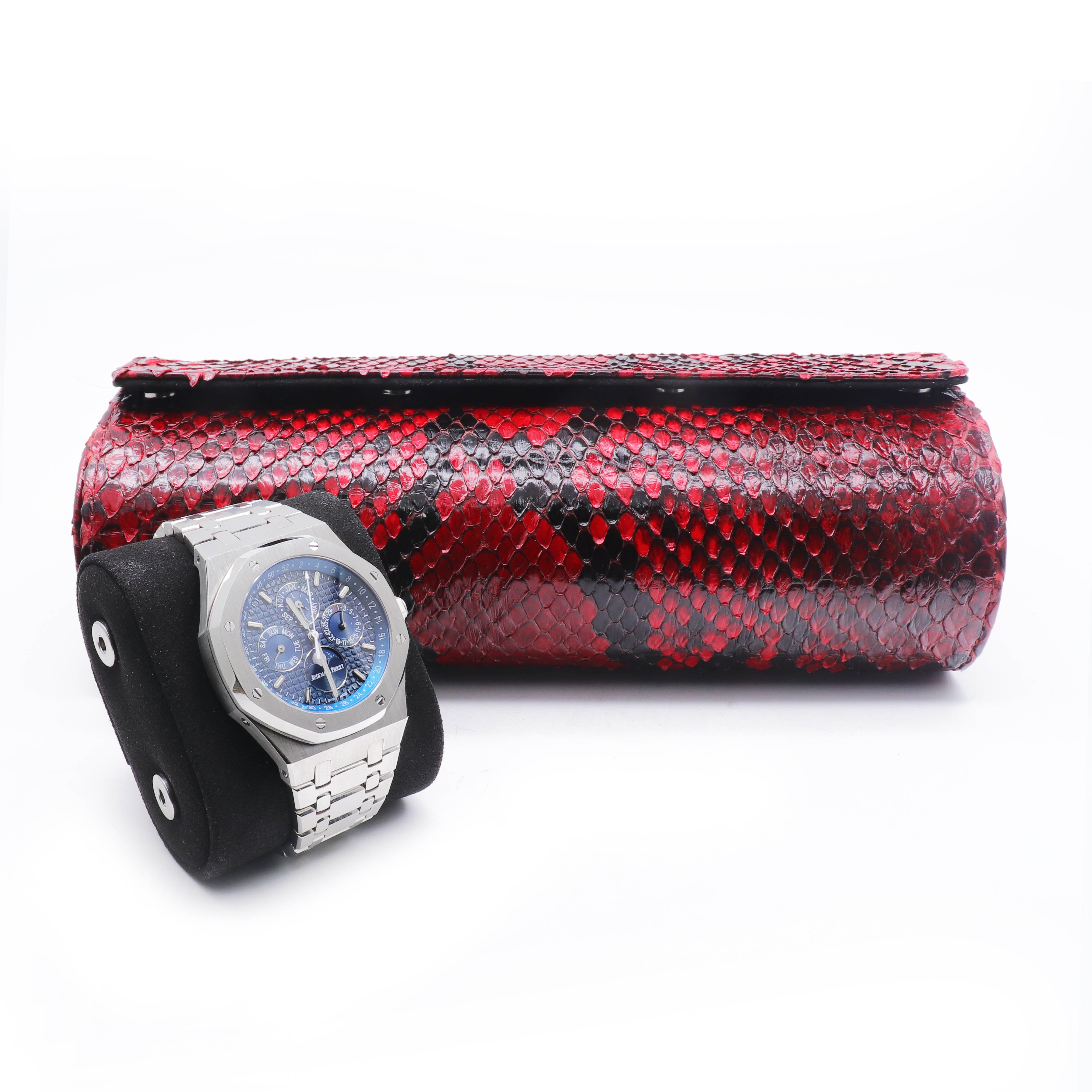 Watch Roll - Red Python Leather