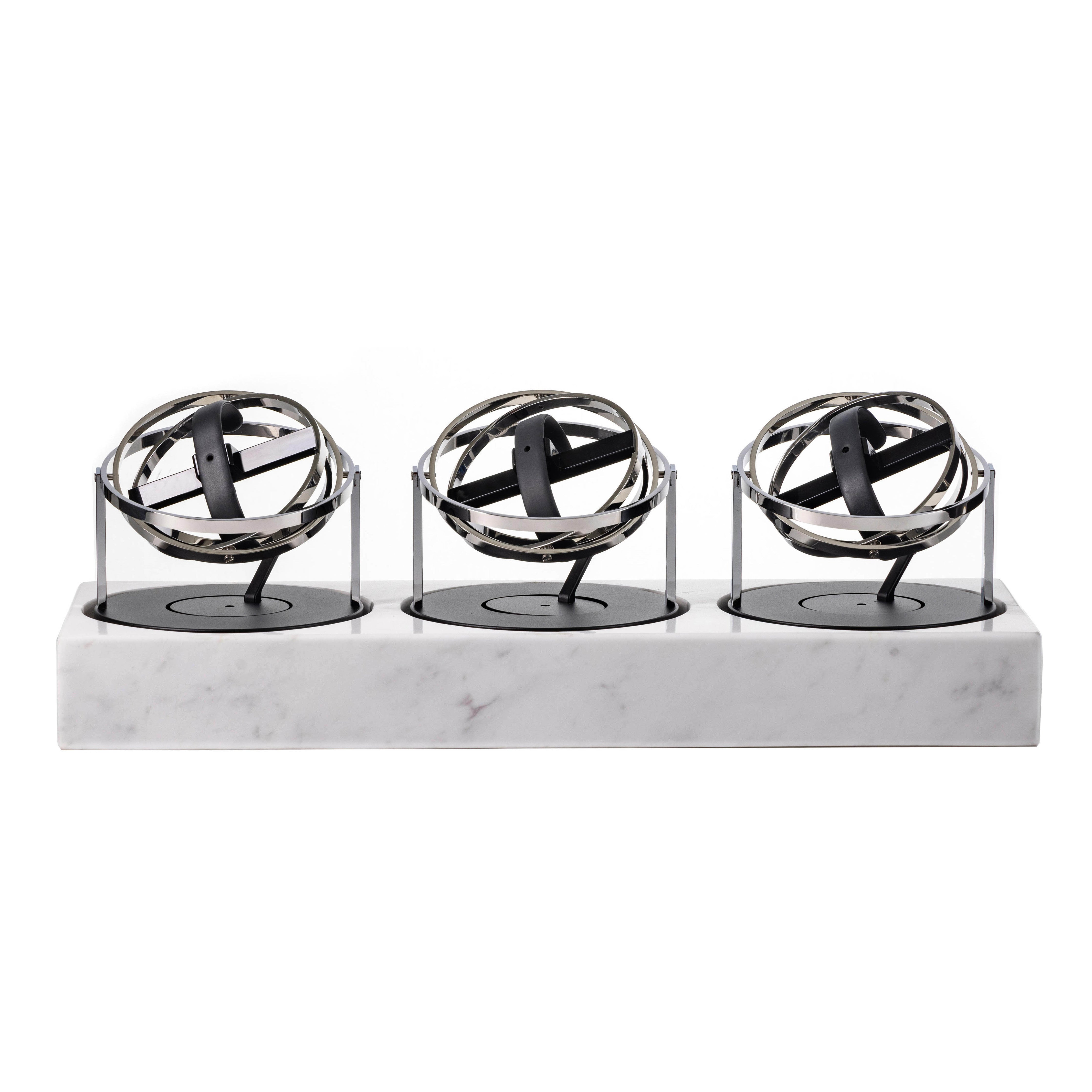 Triple Watch Winder - Astronomia X1 Silver - White Marble Edition